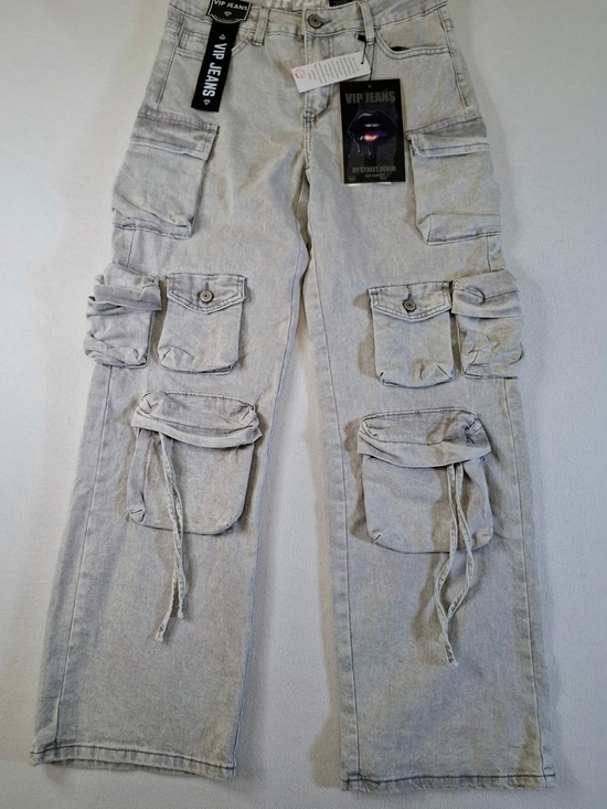 VIP Denim - VIP Women’s Size 7  Gray Wide Leg Cargo Jeans
